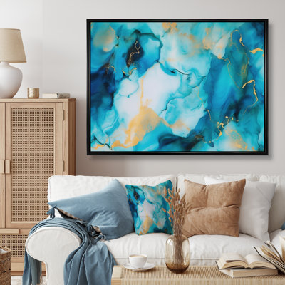 " Turquoise Luxury Abstract Fluid Art IX "