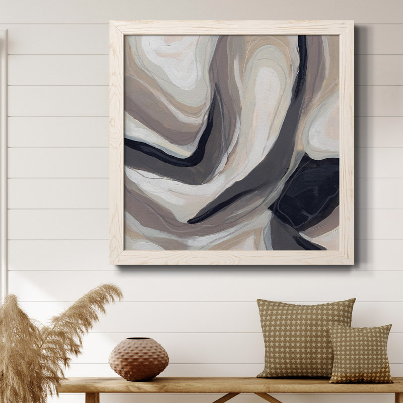 Stone Ripple III - Toile encadrée de qualité supérieure - prête à être accrochée, Cadre blanc, H 17 po x l 17 po x P 1,5 po