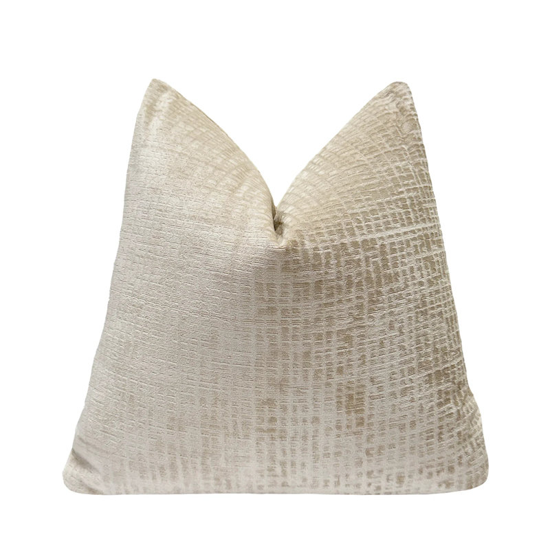 Housse de coussin en velours texturé, Naturel, 22 x 22 po