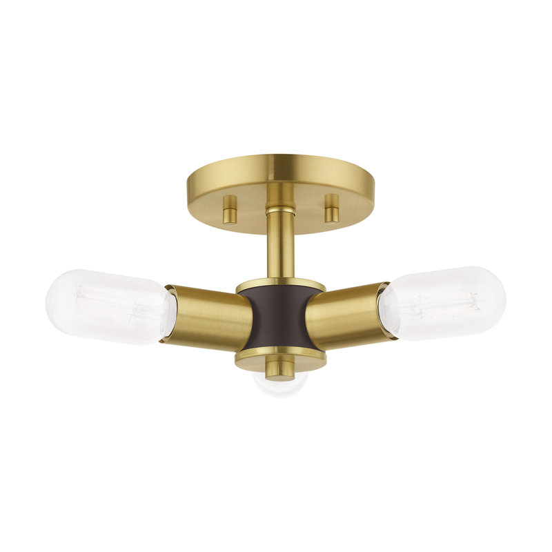Martella 3 Light Semi Flush Mount, Satin Brass