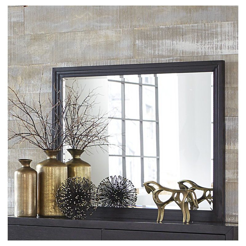 Broadnax Accent Mirror- Charcoal Wood Frame