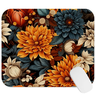 Floral Fall Botanical Flower Pattern IV Cottage & Cottagecore Gaming Cute Office Laptop Desk Pad Gift Mat Square Rectangle Non-Slip Mousepad