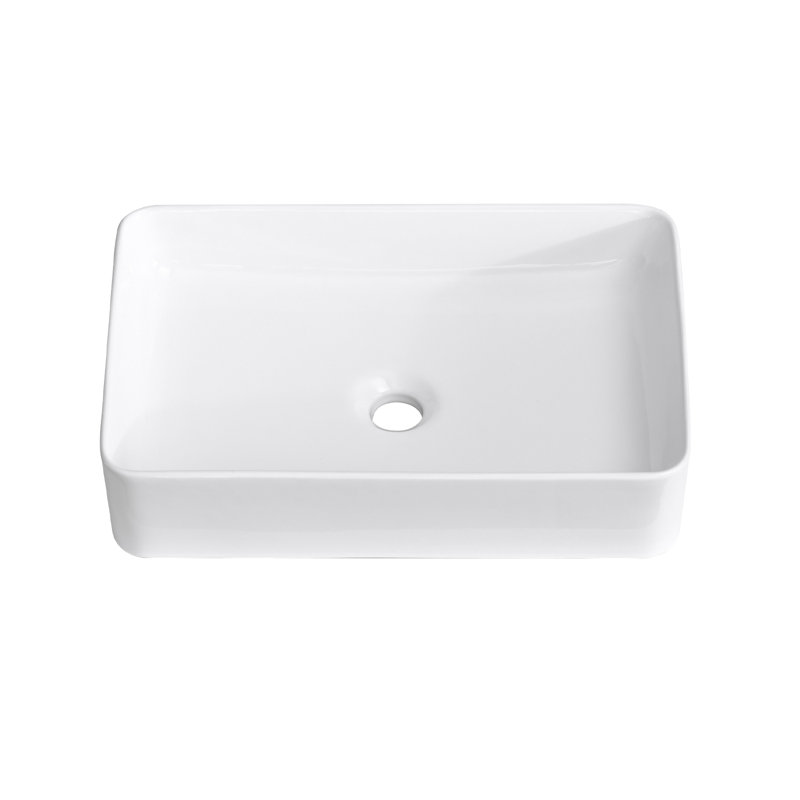 20" Rectangular White Ceramic Vessel Bathroom Sink