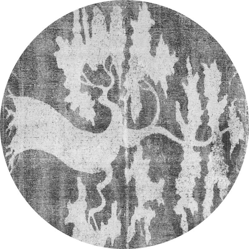 Tapis gris tissé à la machine Leopoldo, Rond 8 pi