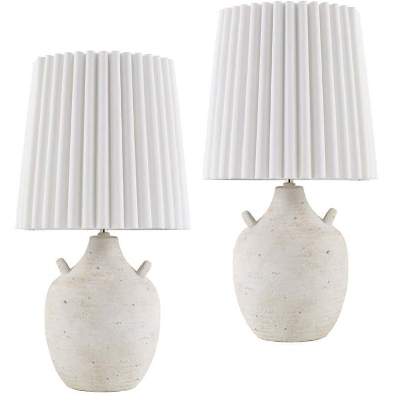 Camilly Accent Table Lamp, Cream Base / White Shade
