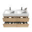 Meuble-lavabo Grace de 48 po avec lavabo en quartz d'ingénierie et tiroirs noirs doux, meuble-lavabo mural flottant pour salle de bain moderne, lavabo une pièce blanc brillant, KD-2121654288
