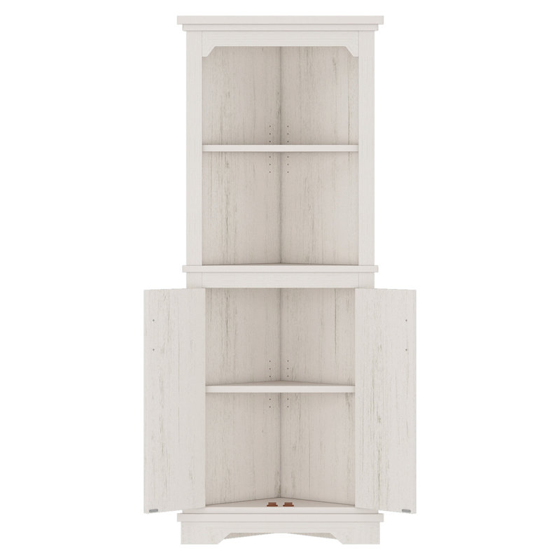 Grande armoire d'angle avec portes pour le salon, la salle de bain, la salle à manger ou la cuisine, beige, Beige