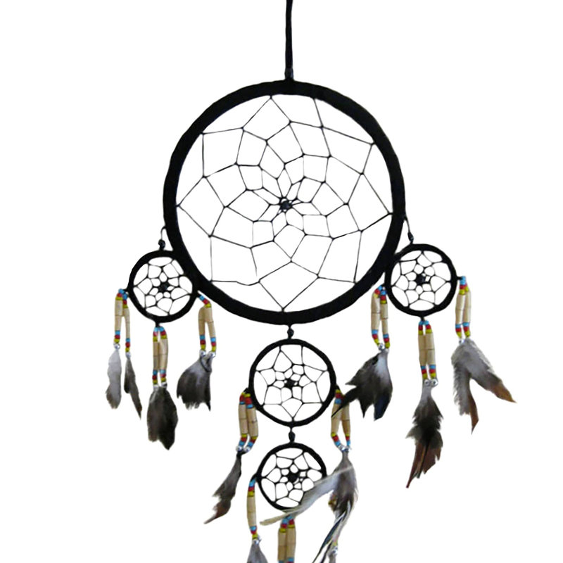 Mandala attrape-rêves avec plumes, Noir