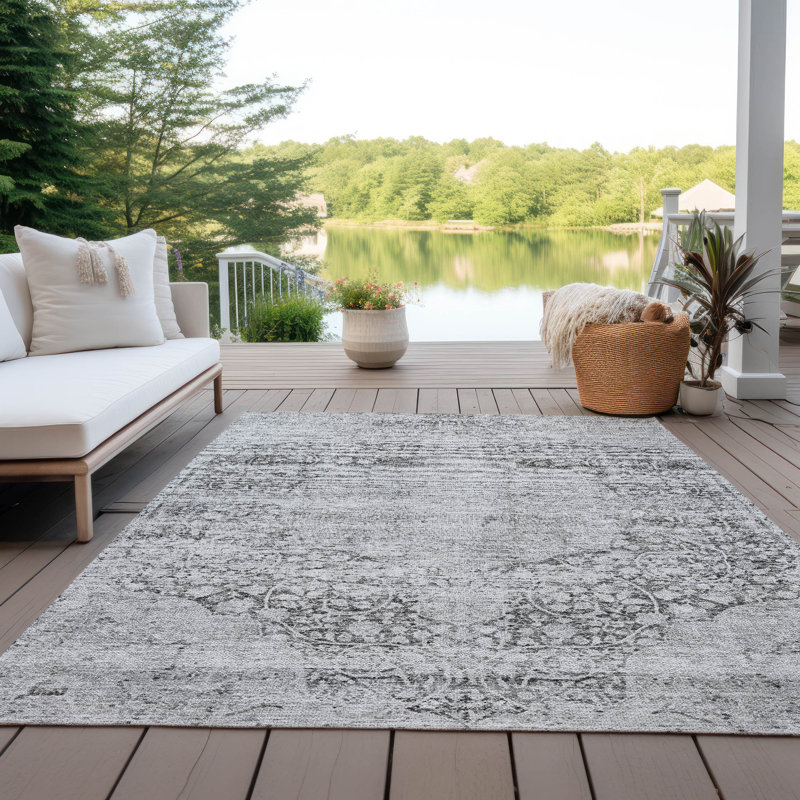 Tapis d'intérieur / extérieur gris Sylvia , 9 pi x 12 pi