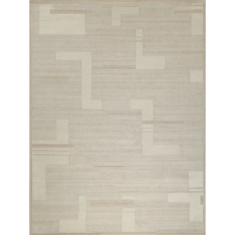 Nicada Hand Tufted New Zealand Wool Beige/Ivory Area Rug, 10'X14'