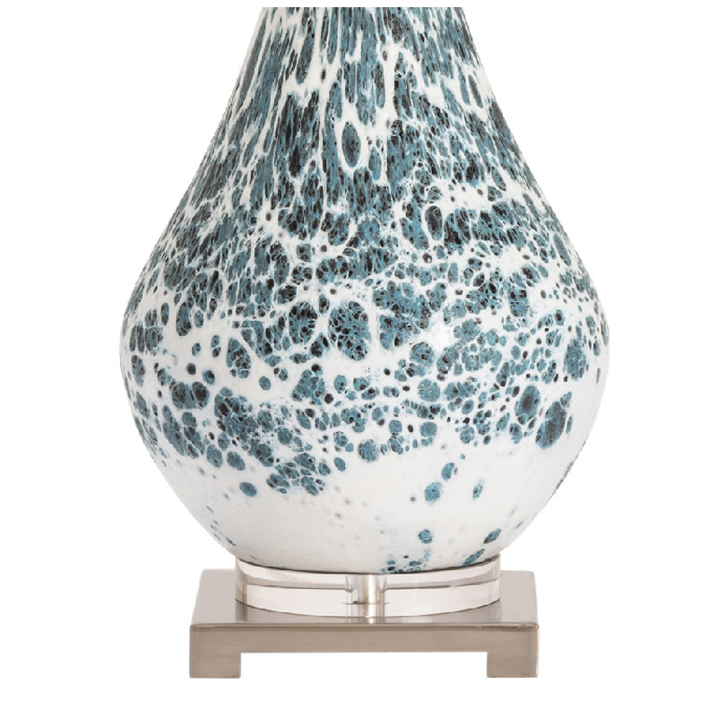 31.75" Glass Table Lamp With White Shade
