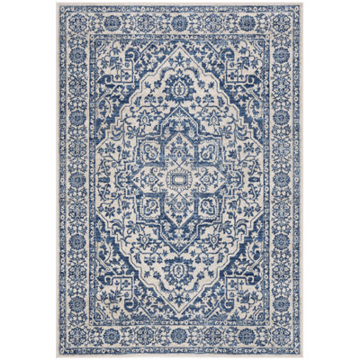 Tapis bleu marine / gris clair touffeté à la main Attalia