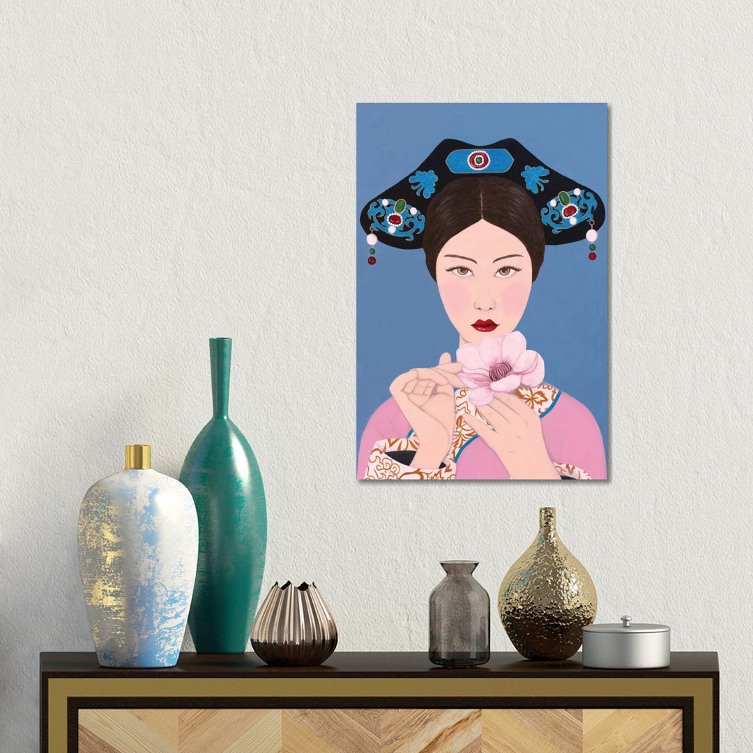 Chinese Woman Holding Flore von Sally B - Gallery-Wrapped Canvas Giclée