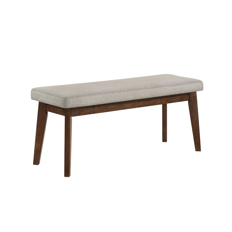 Banc de salle à manger Lere, tissu beige, bois brun de style antique de 45 pouces