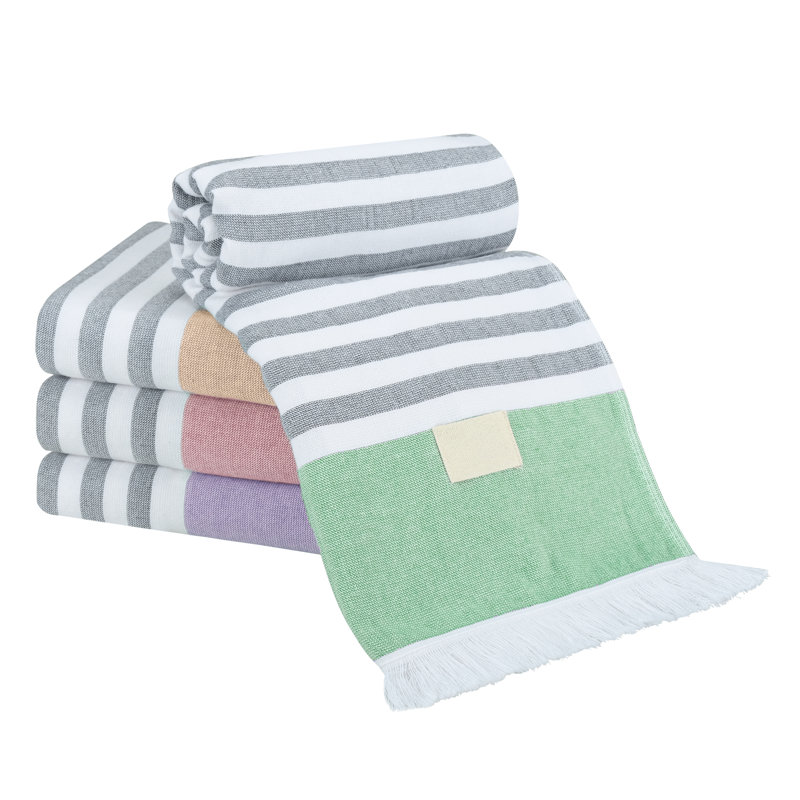 Serviettes de plage 100% coton 35 x 60 po Peshtemal, Multicolore, 4 pièces