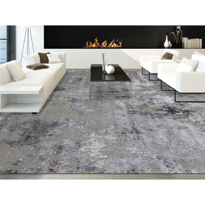Area Rug in Charcoal/Gray/Mossy, Rectangle 8' x 10'