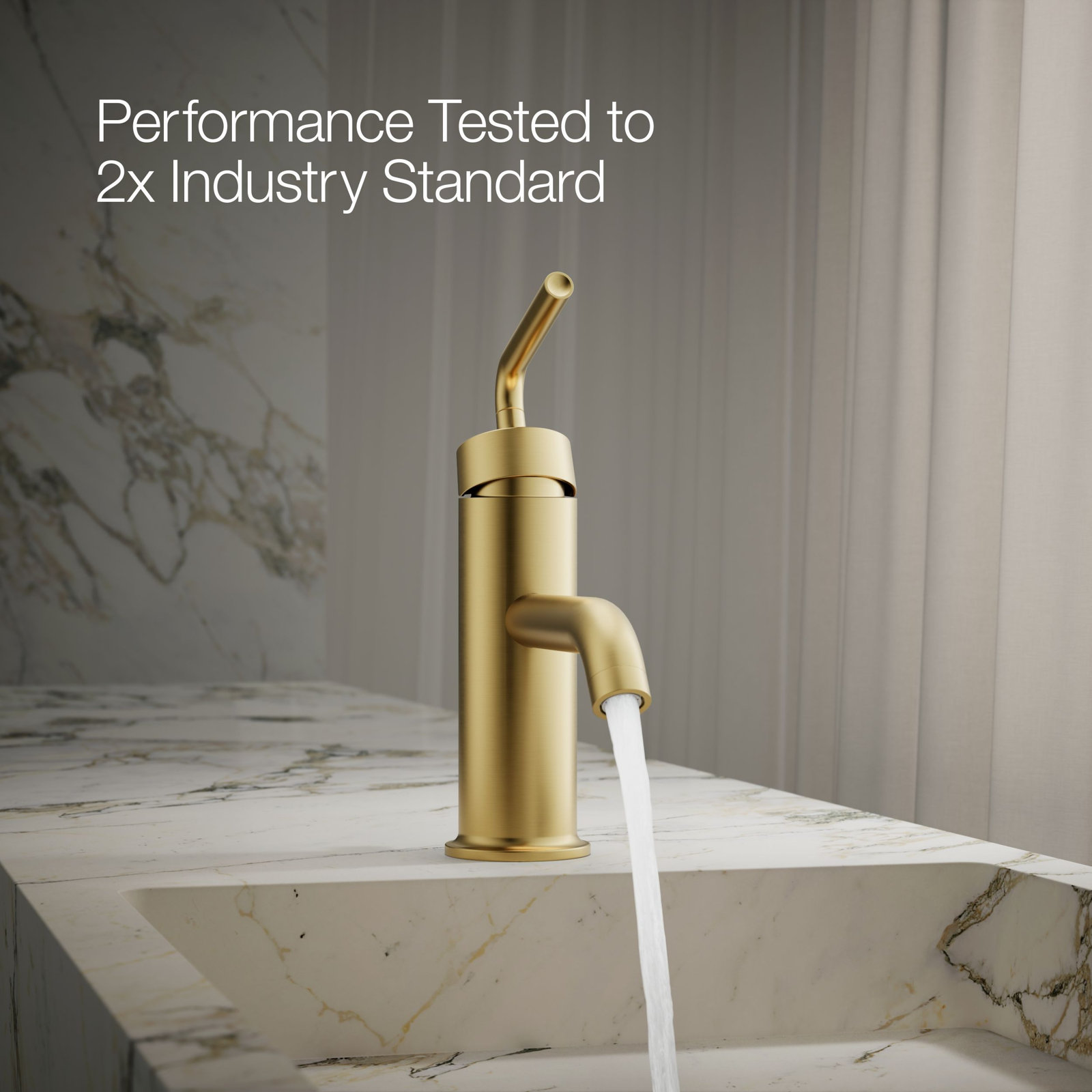 Purist Single-Hole Bathroom Faucet with Drain, Vibrant Brushed Moderne Brass