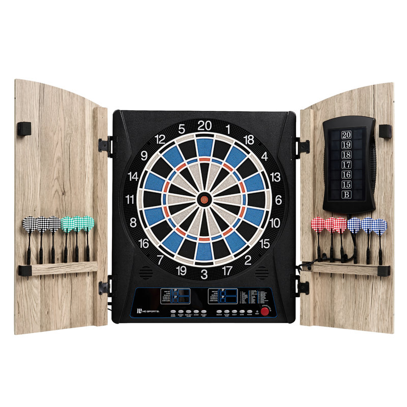 Elmhurst Smart Dartboard Cabinet with Digital Scorekeeping and Soft Tip Darts