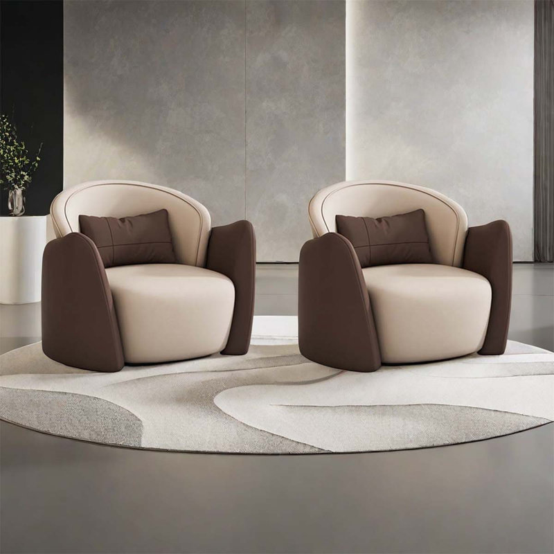 Ensemble de salon en similicuir 2 pièces Jatzired, Brun