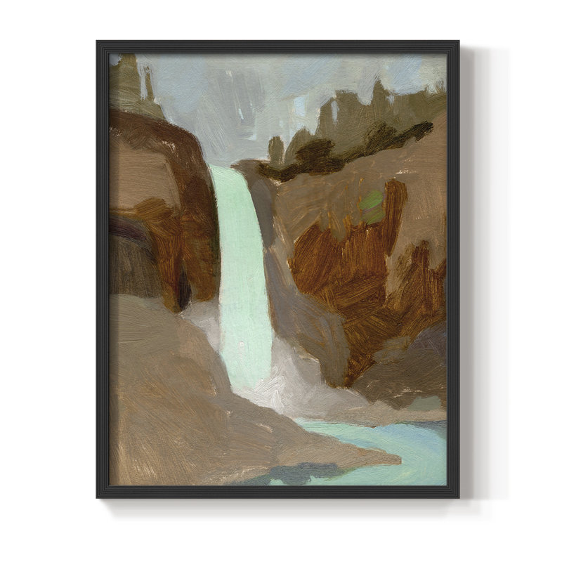 Turquoise Falls I, reproduction encadrée - bois massif, Noir, H 20 po x l 16 po