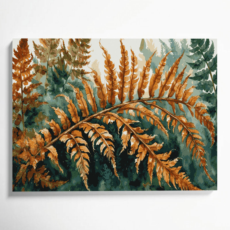 Art mural sur toile botanique brun fougère cannelle, H 11 po x l 14 po