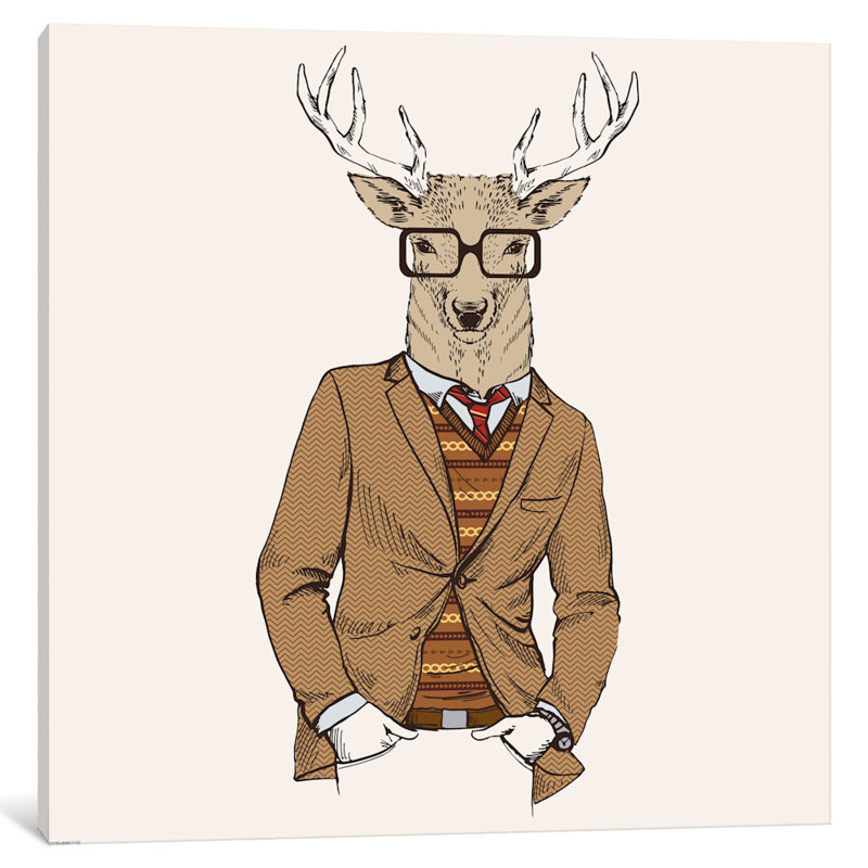 « cerf-man i », impression sur toile, H 26 po x l 26 po x P 1,5 po, Toile tendue, Pas de tapis