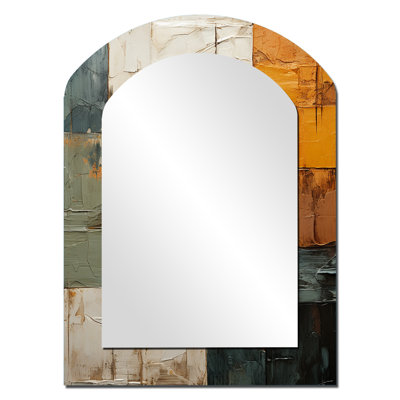 «Hardedge Art Earthy Euphony I», miroir décoratif arqué à arche rigide, miroir mural asymétrique moderne, impression sur métal