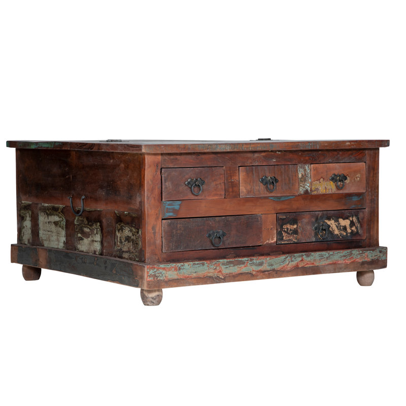 Finbar Solid Wood Coffee Table, Dark Brown