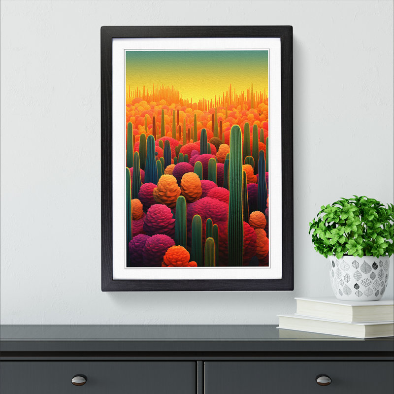 Cactus Colour Field Art - Framed Print, Black Framed, 64cm H x 46cm W x 2cm D