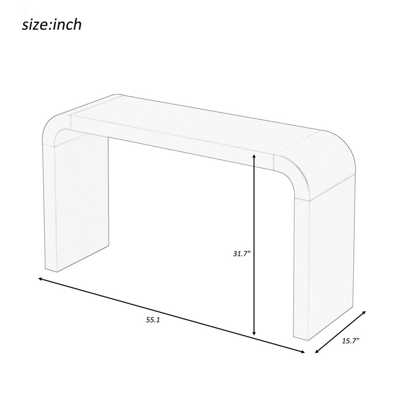 Minimalist Console Table With Elegant Lines And Arc-Shaped Edge, White, 30.9" H x 52.25" W x 11.81" D Duplicate