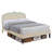 Beige Velvet Upholstered Platform Queen Size Bed Frame with LED Headboard, Adjustable Tufted Modern Bed with USB & Type-C Charging Ports, Storage & Noise-Free Slats-1425249094-1425249093
