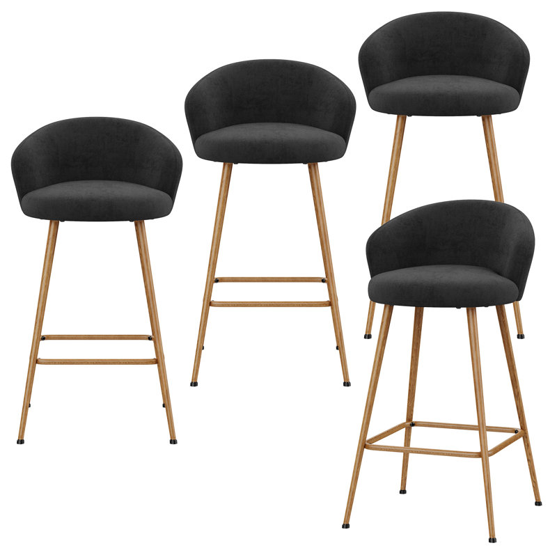 Counter Stool with Metal Frame, Brown, Black, 76.5cm