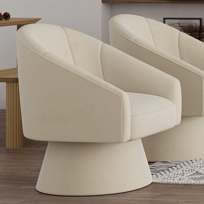 Fauteuil d'appoint moderne en velours, Velours ivoire