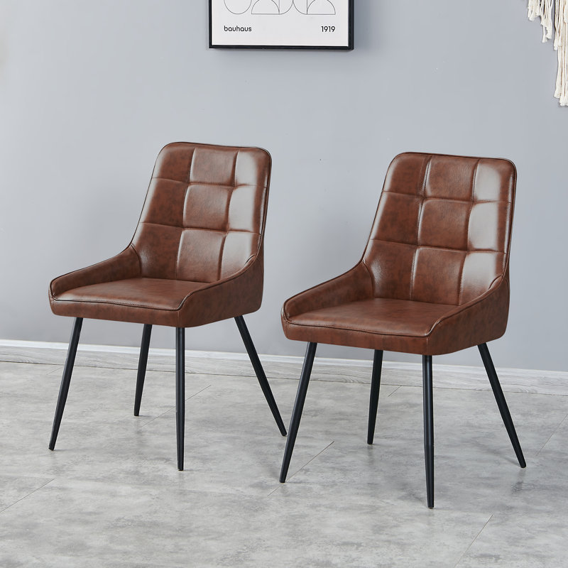 Aabas Vintage Faux Leather Armless Dining Chairs