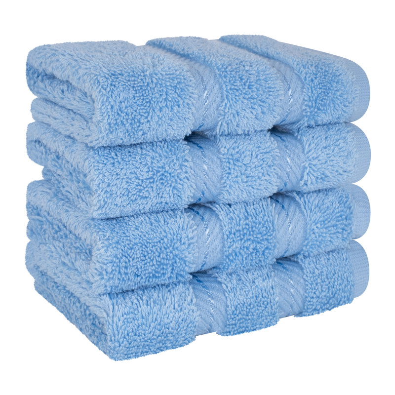 Darcelle 100% Cotton 4-Piece Turkish Washcloth Set, Sky Blue