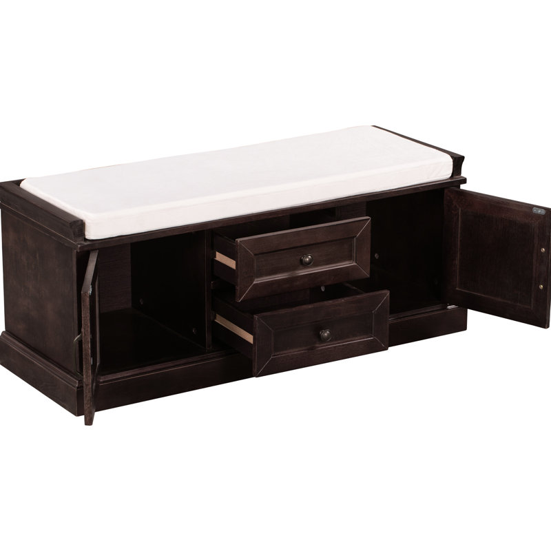 Banc de rangement avec coussin amovible et polyvalent - 2 tiroirs et armoires de fabrication stable