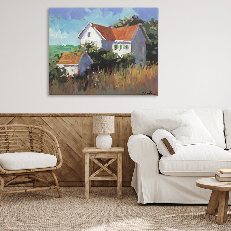 Art mural sur toile Seaside House with Ocean View, design par JANE SLIVKA, H 36 po x l 48 po