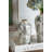 White Ceramic Accent Vase With Gray Floral Design-1308724192