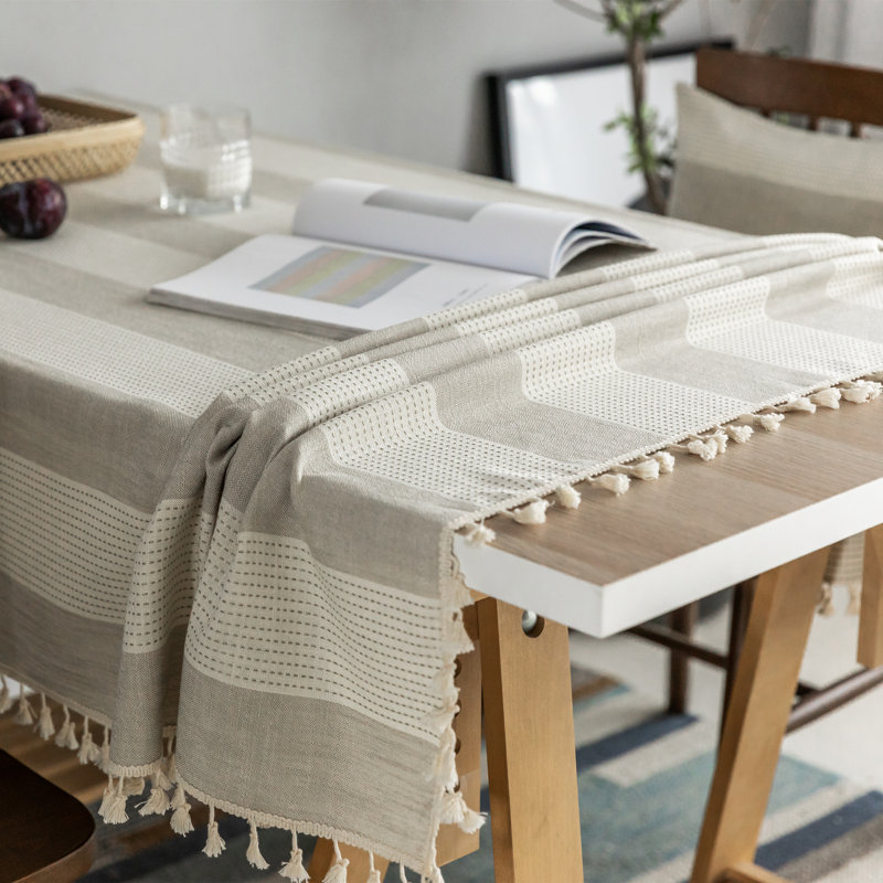 Ottilie Tablecloth, 78" L x 54" W, Beige