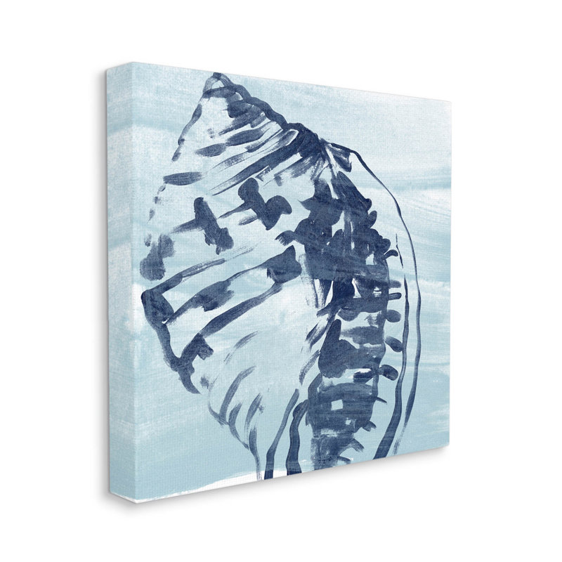 Aquatic Blue Seashell Motif Canvas Wall Art, 17 x 17