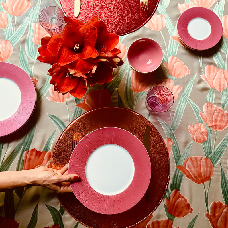 Reversible Metallic Placemats, Rose Gold/Red