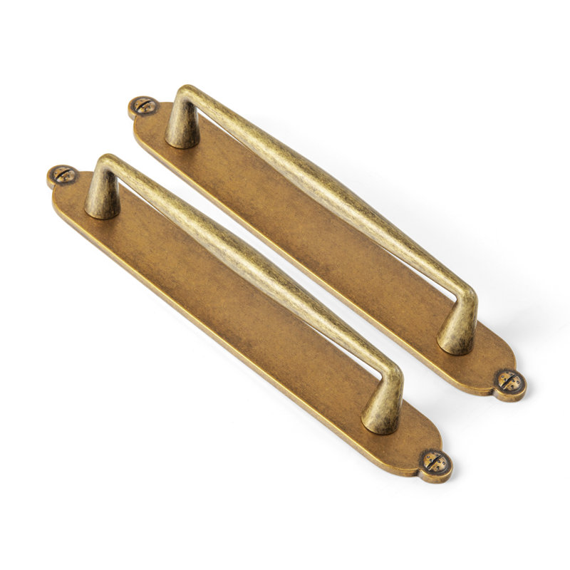 Solid Spindle Bar Pull With Backplate(G013) Multipack, 7 3/5", Antique Brass