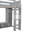 Lit mezzanine simple en bois avec bureau, DEL, tablettes multiples et support suspendu, éclairage à DEL gris, support de rangement,-2011064620