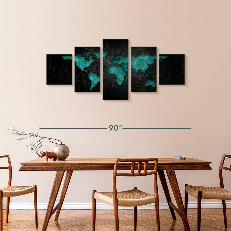 Aged World Map XXII, 36" H x 80" W