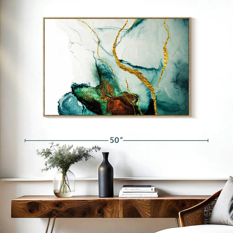 Lucilla stries dorées, Cadre flottant en bois naturel, 40 po x 27 po