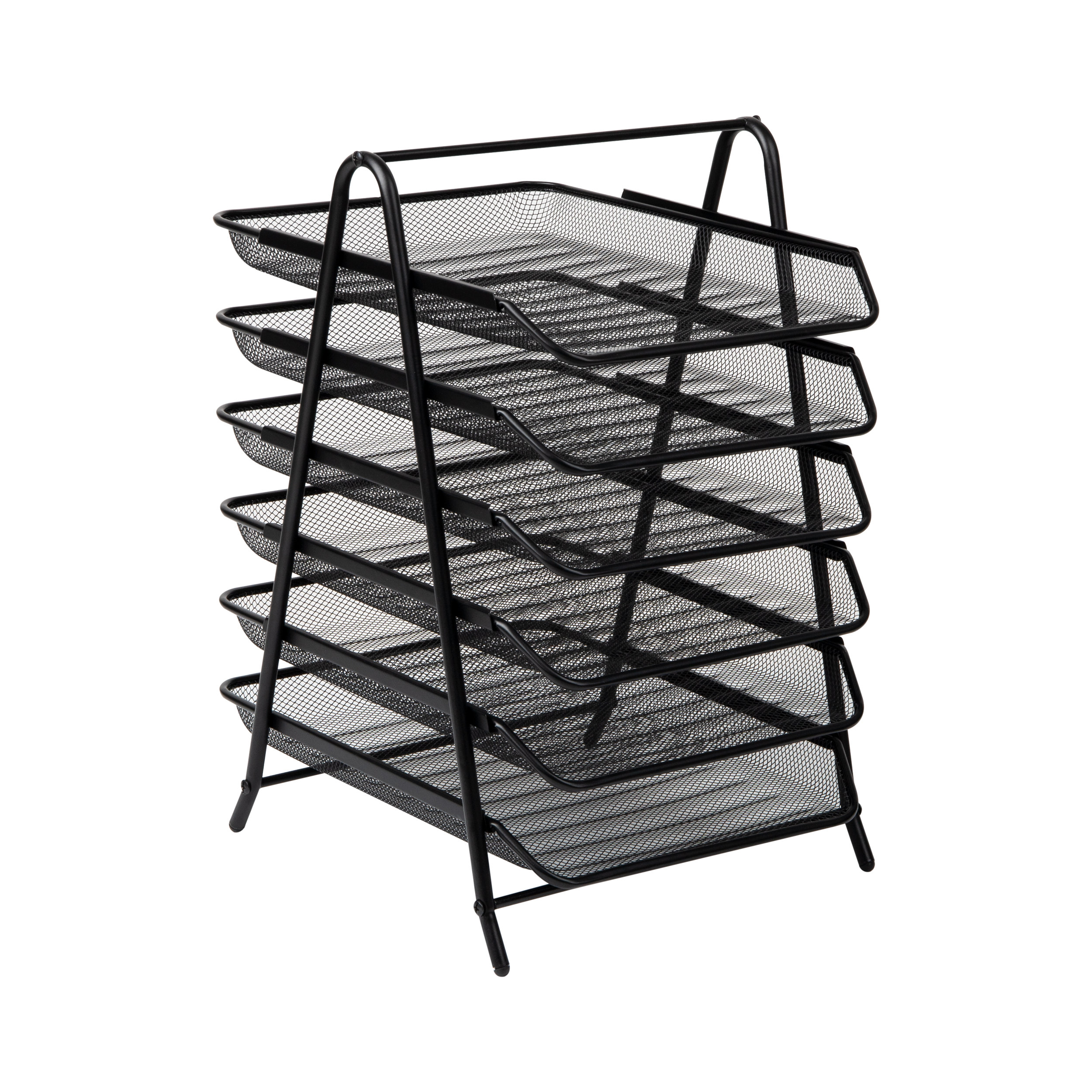 Mind Reader Black 3-Tier Jumbo Metal Mesh File Holder, Desktop File Box,  Magazine & Document Organizer