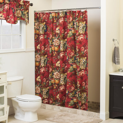 Queensland Crimson Cotton Floral Shower Curtain