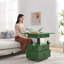 Table de bout roulante à hauteur réglable avec station de charge, plateau relevable, tiroirs de rangement et roulettes
