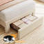 Structure de lit simple avec tiroir de rangement, lit plateforme tapissier, silencieux, beige