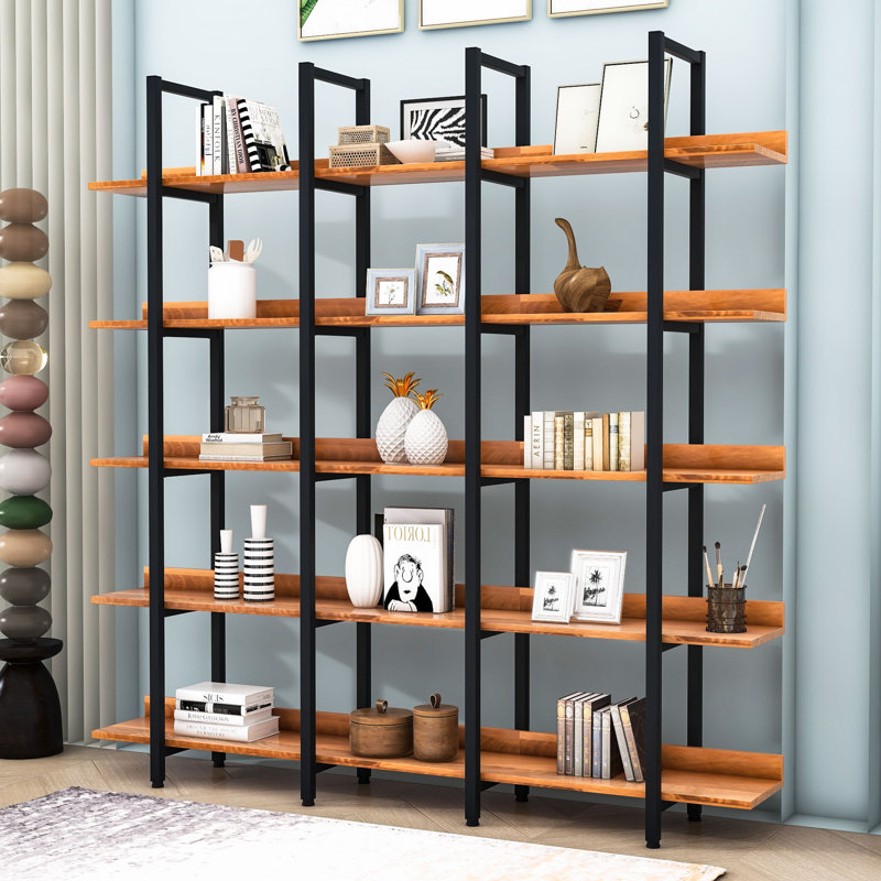 Nakaia Etagere Bookcase, Brown/Black